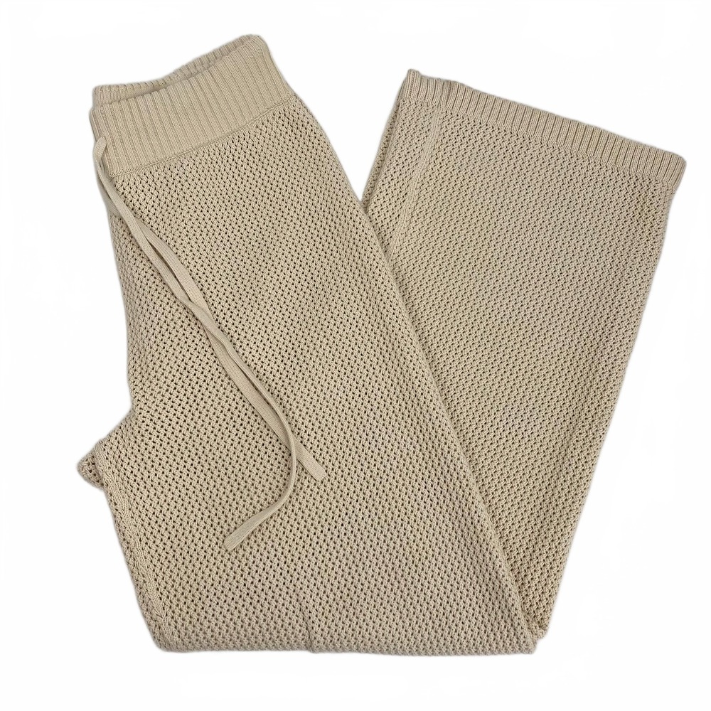 TNA Beige Knit Wide Leg Pants | Womens M